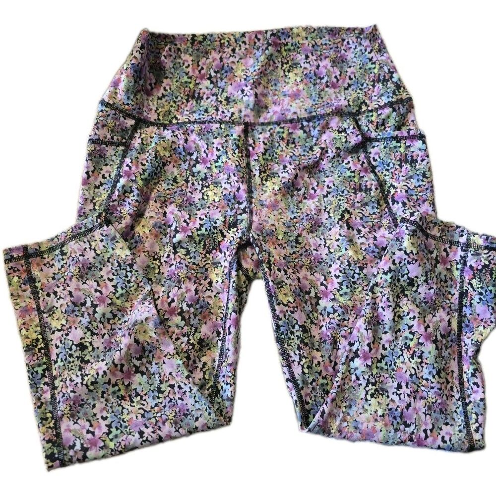 RBX Women’s XL High Rise Floral Pocket Yoga Ankle Leggings Stretch Poly/Span